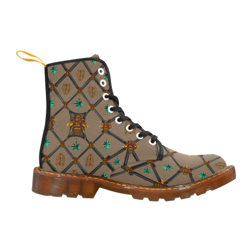 Bee Divergent Dark Ribs & Jade Stars- Women's French Gothic Combat  Boots in Neutral Camel | Le Leanian™