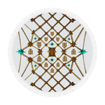 Circular Throw-Gilded GOLD BEES, RIBS, STARS PATTERN-Color WHITE