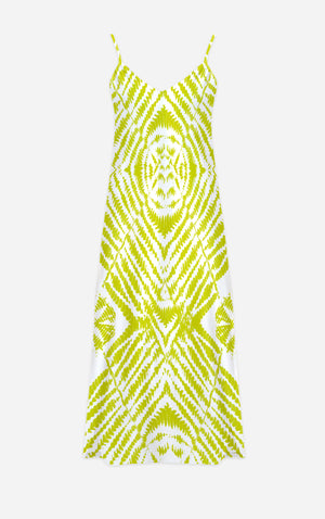 Byzantine V Neck-Tie Dye Slip Dress-White & Mustard-Surreal Fashion- Le Leanian- The Photographist