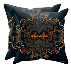 Baroque Honey Bee Extinction- Sets & Singles Pillowcase in Midnight Teal | Le Leanian™