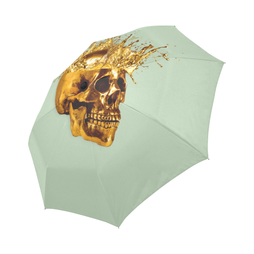 Cirque- Circus Metallic Gold Skull Umbrella- in Color Solid PASTEL BLUE