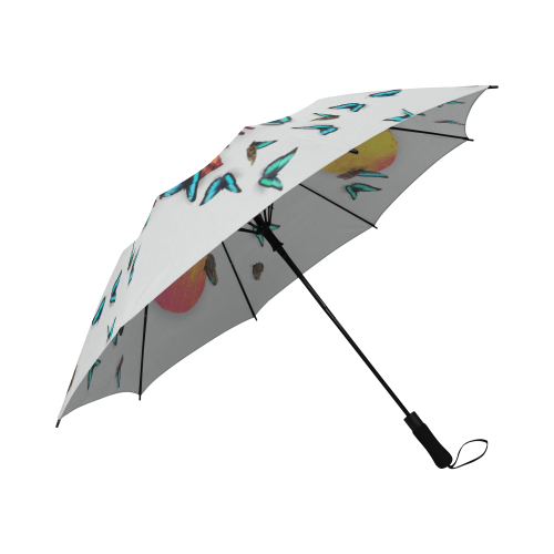 Siamese Skull Morpho- Semi-Automatic Foldable French Gothic Umbrella in Lightest Gray | Le Leanian™