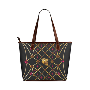 Skull & Honeycomb Magenta Stars- Classic French Gothic Tote Bag in Back to Black | Le Leanian™