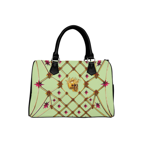 Skull & Stars- French Gothic Boston Handbag in Light Green | Le Leanian™
