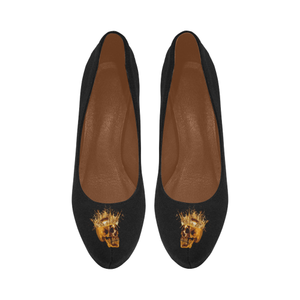 Women's Crucifix and Skull High Heel Shoes- in Color BLACK