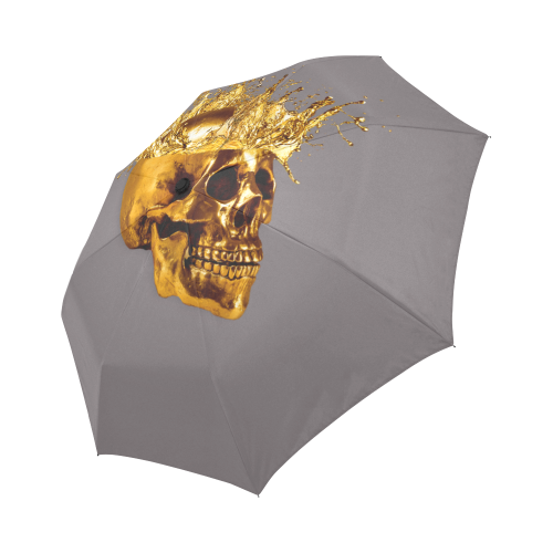 Cirque Gold Skull- Solid- Semi Auto & Auto Foldable French Gothic Umbrella in Lavender Steel | Le Leanian™
