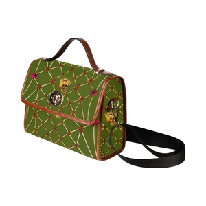 Skull Honeycomb- Mini Brief Handbag in Deep Bold Olive | Le Leanian™ | The Photographist™
