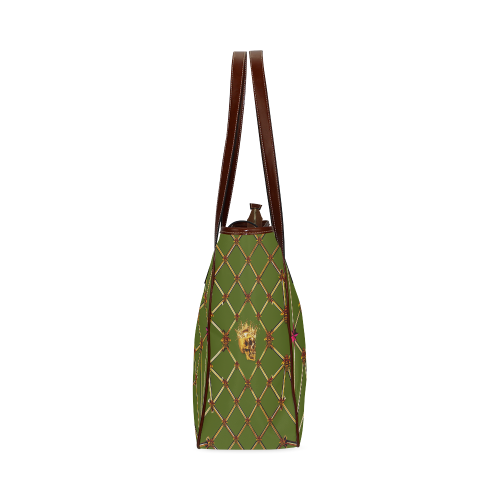 Skull & Honeycomb- Classic French Gothic Upscale Tote Bag in Bold Olive | Le Leanian™