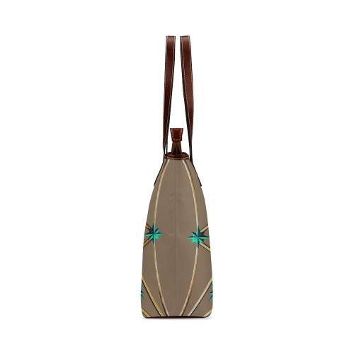 Skull and Teal Stars- Classic French Gothic Tote Bag in Neutral Camel | Le Leanian™
