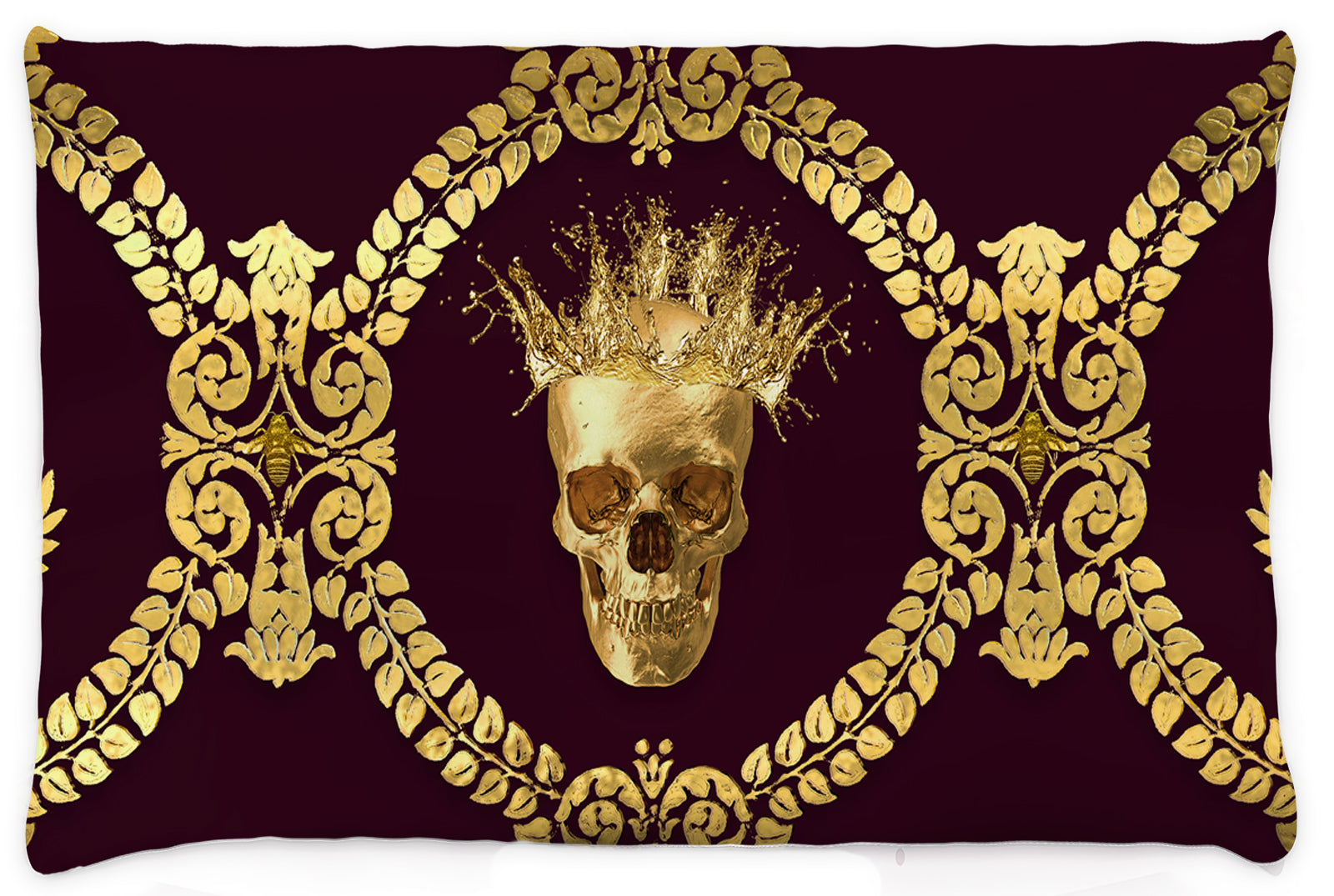 Caesar Gilded Skull & Bees- Singles & Body Pillow in Eggplant Wine | Le Leanian™ | The Photographist™