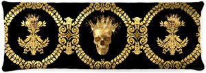 CROWN GOLD SKULL-GOLD RIBS-Body Pillow-PILLOW CASE- color BLACK