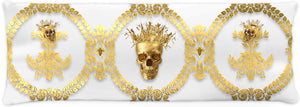 CROWN GOLD SKULL-GOLD RIBS-Body Pillow-PILLOW CASE- color GRAY