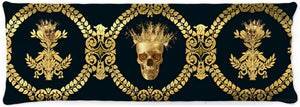 CROWN GOLD SKULL-GOLD RIBS-Body Pillow-PILLOW CASE- color NAVY BLUE