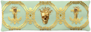 CROWN GOLD SKULL-GOLD RIBS-Body Pillow-PILLOW CASE- color PASTEL BLUE