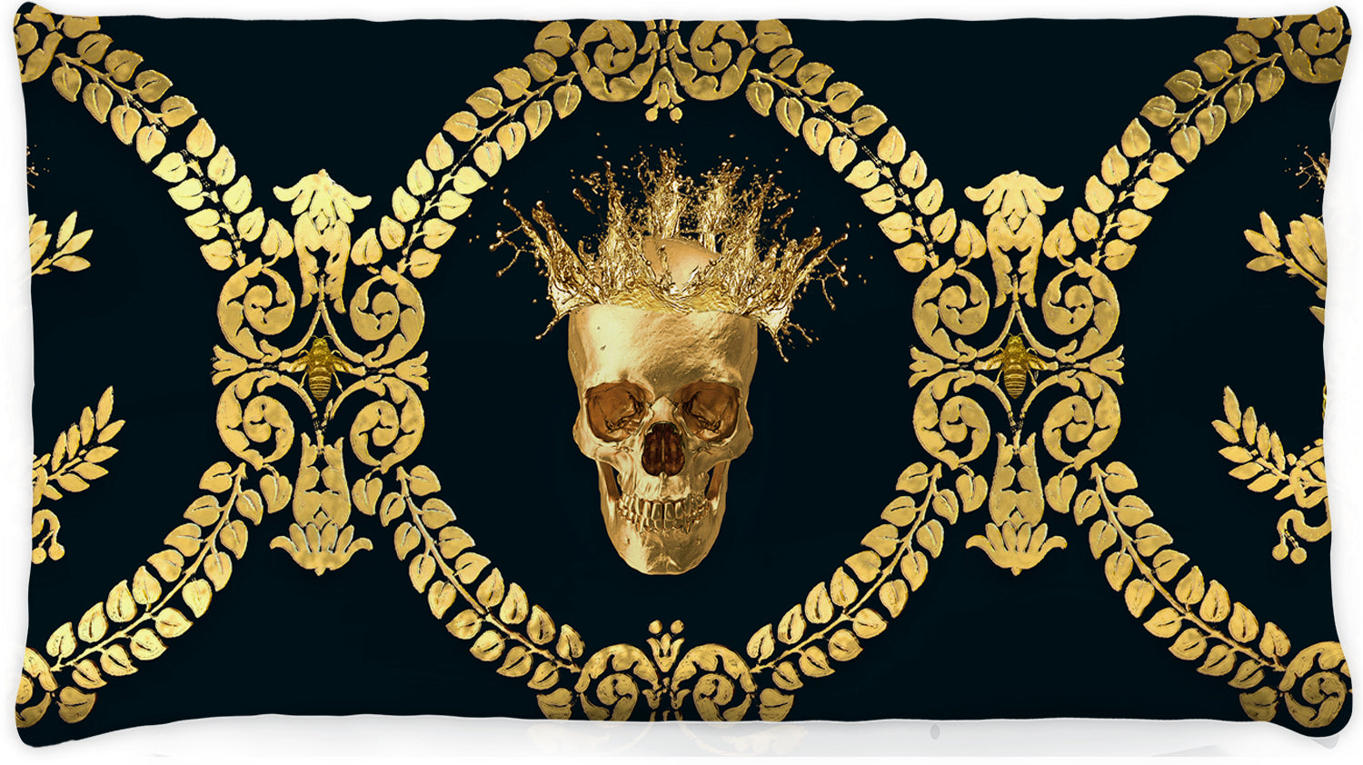 Caesar Gilded Skull & Bees- Singles & Body Pillow in Midnight Teal | Le Leanian™ | The Photographist™