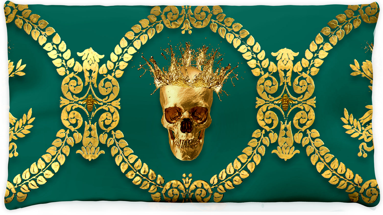 Caesar Gilded Skull & Bees- Singles & Body Pillow in Jade | Le Leanian™ | The Photographist™