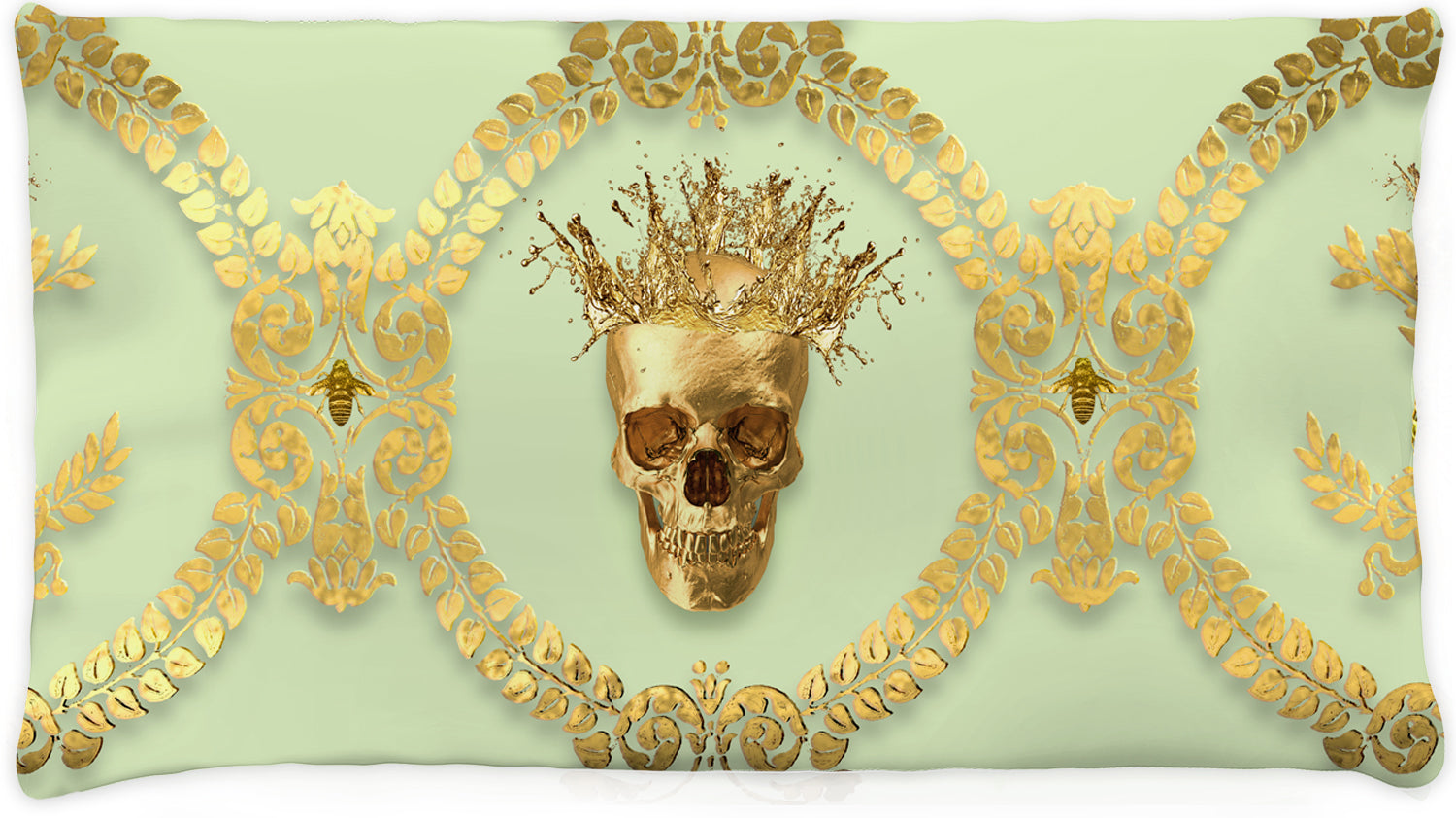 Caesar Gilded Skull & Bees- Singles & Body Pillow in Pale Green | Le Leanian™ | The Photographist™