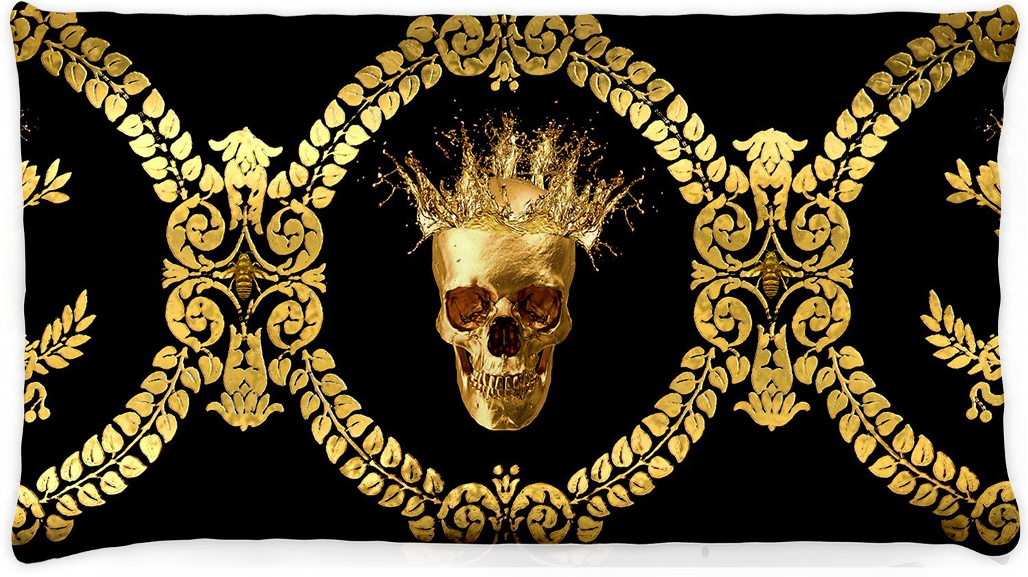 Caesar Gilded Skull & Bees- Singles & Body Pillow in Back to Black | Le Leanian™ | The Photographist™