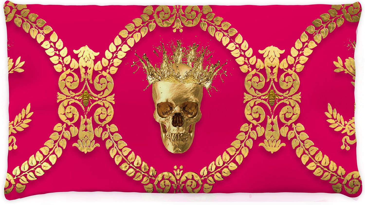 Caesar Gilded Skull & Bees- Singles & Body Pillow in Bold Fuchsia | Le Leanian™ | The Photographist™