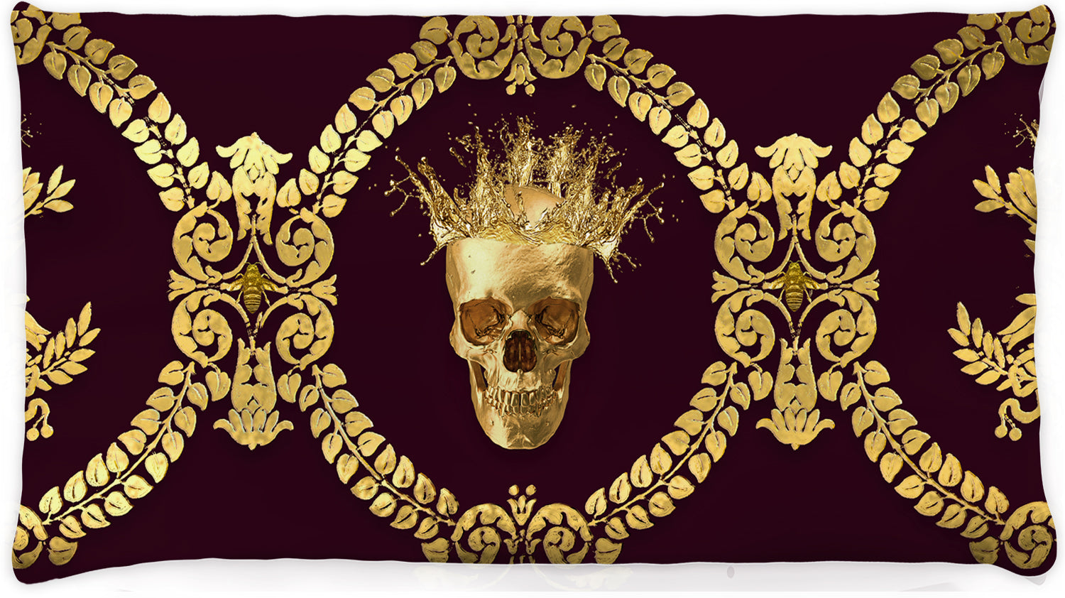 Caesar Gilded Skull & Bees- Singles & Body Pillow in Eggplant Wine | Le Leanian™ | The Photographist™