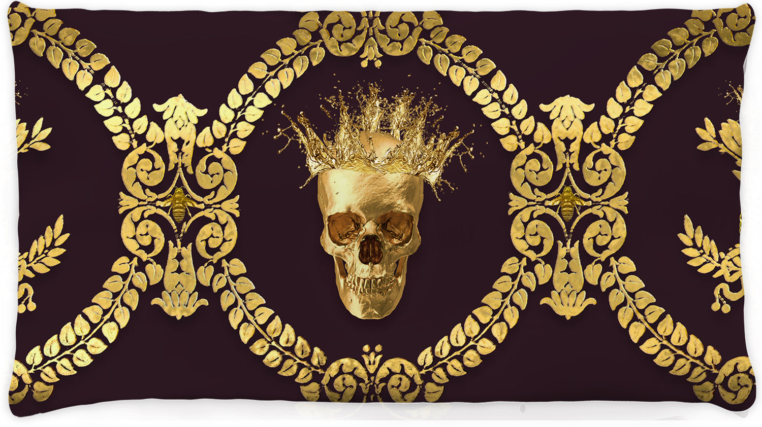 Caesar Gilded Skull & Bees- Singles & Body Pillow in Muted Eggplant Wine | Le Leanian™ | The Photographist™