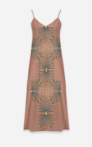 Skull Cathedral- French Gothic V Neck Slip Dress in Blush | Le Leanian™