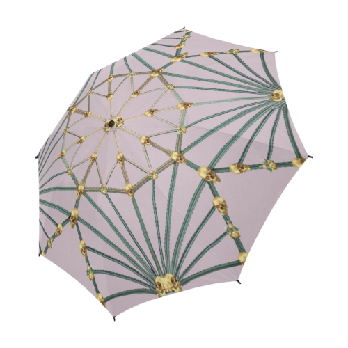 Skull Cathedral- Semi & Auto Foldable French Gothic Umbrella in Nouveau Blush Taupe | Le Leanian™