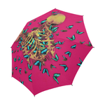 Siamese Skeleton Custom Umbrella- Blue Butterflies- Fashion Umbrella in Color Bold Fuchsia, Hot Pink, Bright Pink