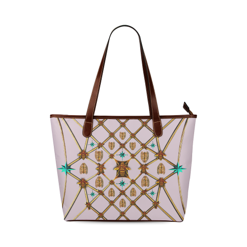 Gilded Bees & Ribs- Classic French Gothic Tote Bag in Nouveau Blush Taupe | Le Leanian™