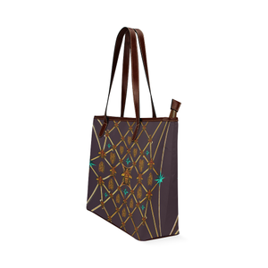 Gilded Bees & Ribs- Classic French Gothic Tote in Muted Eggplant Wine | Le Leanian™