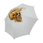 Cirque- Circus Metallic Gold Skull Umbrella- in Color Solid Lightest GRAY