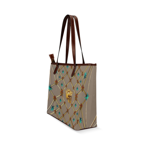 Skull & Teal Stars- Classic French Gothic Tote Bag in Cocoa Clay | Le Leanian™