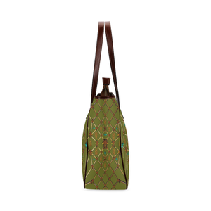 Gilded Bees & Ribs- Classic French Gothic Upscale Tote Bag in Bold Olive | Le Leanian™