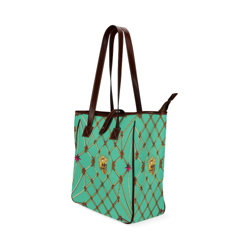 Skull & Honeycomb- Classic French Gothic Upscale Tote Bag in Bold Pastel Jade | Le Leanain™