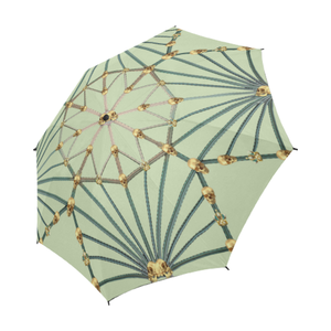 Skull Cathedral- Semi & Auto Foldable French Gothic Umbrella in Pale Green | Le Leanian™