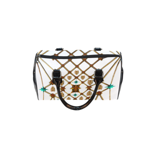 Gilded Bees & Ribs- French Gothic Boston Handbag in White | Le Leanian™