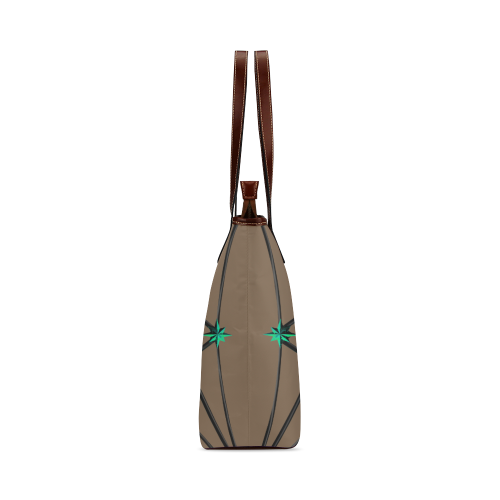 Bee Divergence Dark Ribs & Jade Stars- Classic French Gothic Tote Bag in Neutral Camel | Le Leanian™