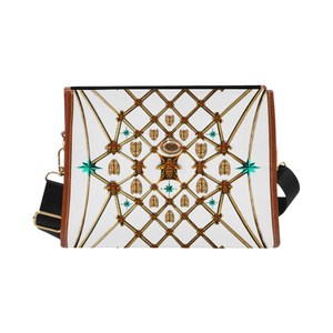Gilded Bees & Ribs- Classic French Gothic Mini Brief Handbag in White | Le Leanian™