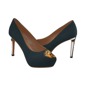Navy Skull and Crucifix Women's High Heel Shoes.