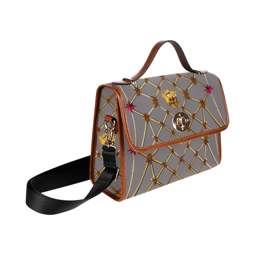 Skull and Honeycomb- Mini Brief Handbag in Lavender Steel | Le Leanian™