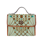 Gold Bee & Ribs- Women's Clutch Handbag in Color Pastel BLUE and Tan