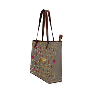 Skull & Magenta Stars- Classic French Gothic Tote Bag in Cocoa Clay | Le Leanian™