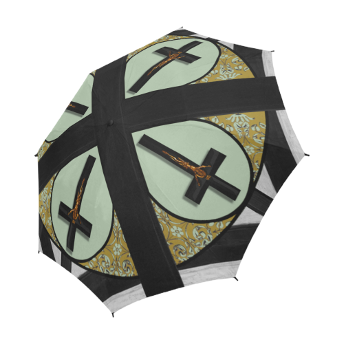 Crucifix- Fashion Umbrella- Gothic Chic Umbrella in Pastel Blue- Quail Egg Bue