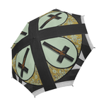 Crucifix- Fashion Umbrella- Gothic Chic Umbrella in Pastel Blue- Quail Egg Bue