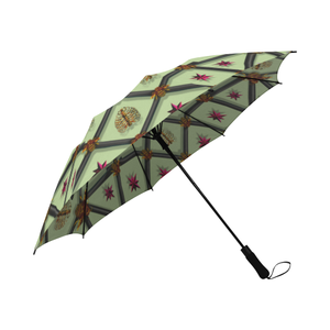 Bee Divergent Ribs & Stars- Semi Auto Foldable French Gothic Umbrella in Light Green | Le Leanian™