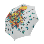 Siamese Skeleton Custom Umbrella- Blue Butterflies- Fashion Umbrella in Color Lightest Gray- Gray