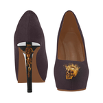 Women's Crucifix and Skull High Heel Shoes- in Color Muted Eggplant Wine, Neutral Eggplant, Neutral PURPLE