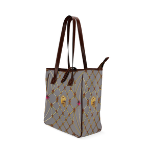 Skull & Honeycomb- Classic French Gothic Upscale Tote Bag in Lavender Steel | Le Leanian™