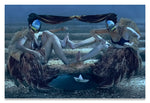 Fantastic Planet-1973- Surreal Portrait of Two Women in Agricultural Rows- Aluminum Metal Print.