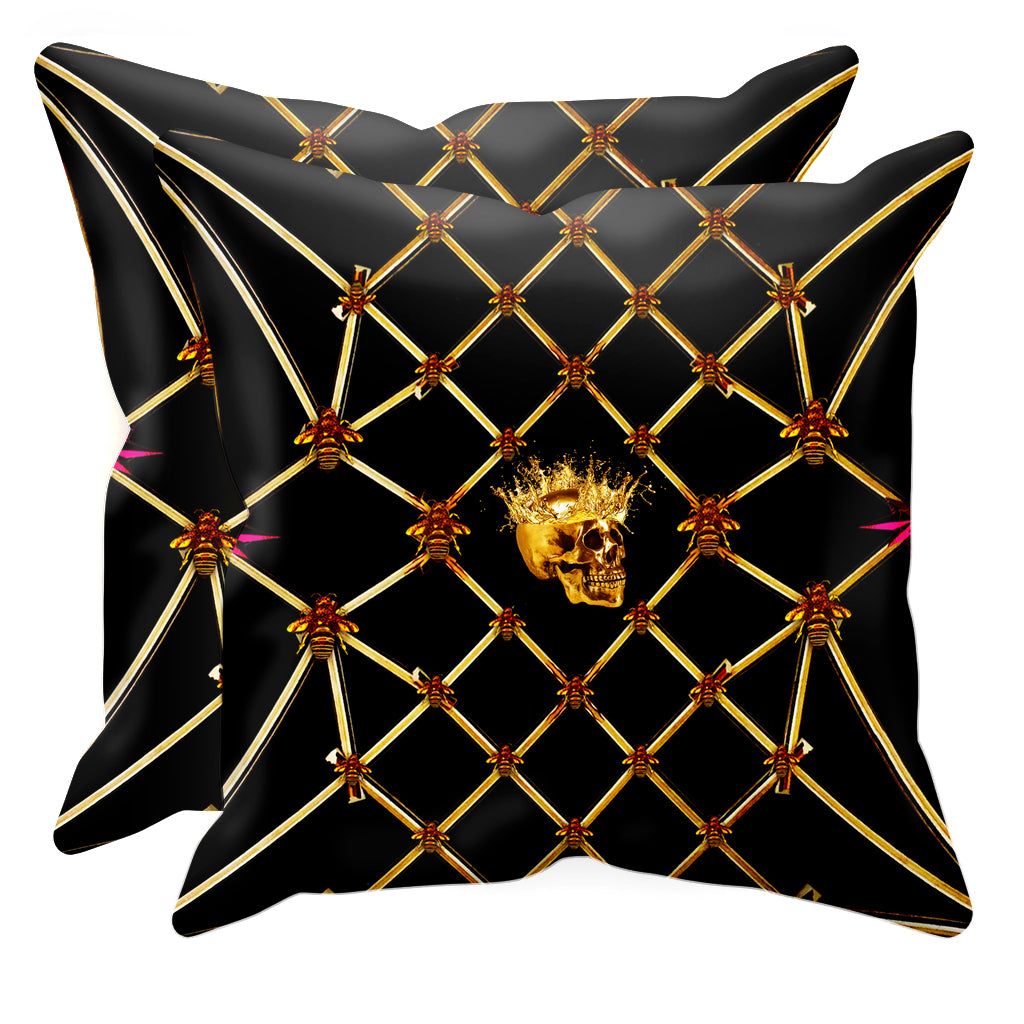 Golden Skull & Magenta Star- Sets & Singles Pillowcase in Back to Black | Le Leanian™